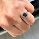 Vintage 2000s Sapphire and Diamond 9ct Yellow Gold Cluster Ring (1.6ct)