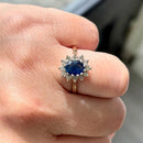 Vintage 2000s Sapphire and Diamond 9ct Yellow Gold Cluster Ring (1.6ct)