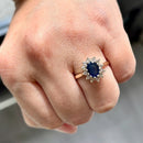Vintage 2000s Sapphire and Diamond 9ct Yellow Gold Cluster Ring (1.6ct)