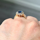 Vintage 2000s Sapphire and Diamond 9ct Yellow Gold Cluster Ring (1.6ct)