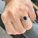 Vintage 2000s Sapphire and Diamond 9ct Yellow Gold Cluster Ring (1.6ct)