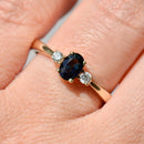 (Ernest Jones)  Sapphire and Diamond 9ct Yellow Gold Trilogy Ring