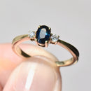 (Ernest Jones)  Sapphire and Diamond 9ct Yellow Gold Trilogy Ring