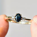 (Ernest Jones)  Sapphire and Diamond 9ct Yellow Gold Trilogy Ring