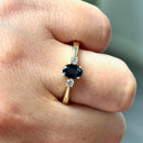 (Ernest Jones)  Sapphire and Diamond 9ct Yellow Gold Trilogy Ring