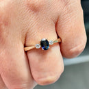 (Ernest Jones)  Sapphire and Diamond 9ct Yellow Gold Trilogy Ring