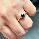 (Ernest Jones)  Sapphire and Diamond 9ct Yellow Gold Trilogy Ring