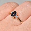(Ernest Jones)  Sapphire and Diamond 9ct Yellow Gold Trilogy Ring