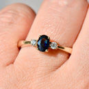 (Ernest Jones)  Sapphire and Diamond 9ct Yellow Gold Trilogy Ring
