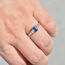 Vintage 2000s Sapphire & Diamond Three-Stone Ring in 18ct White Gold