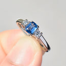 Vintage 2000s Sapphire & Diamond Three-Stone Ring in 18ct White Gold