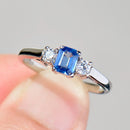 Vintage 2000s Sapphire & Diamond Three-Stone Ring in 18ct White Gold