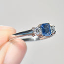 Vintage 2000s Sapphire & Diamond Three-Stone Ring in 18ct White Gold