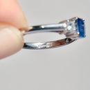 Vintage 2000s Sapphire & Diamond Three-Stone Ring in 18ct White Gold