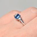 Vintage 2000s Sapphire & Diamond Three-Stone Ring in 18ct White Gold