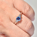 Vintage 2000s Sapphire & Diamond Three-Stone Ring in 18ct White Gold