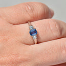 Vintage 2000s Sapphire & Diamond Three-Stone Ring in 18ct White Gold