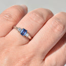 Vintage 2000s Sapphire & Diamond Three-Stone Ring in 18ct White Gold