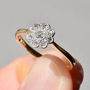 Edwardian Diamond Daisy Cluster Ring in 18ct Yellow Gold & Platinum
