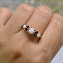 Vintage 1970s Opal & Garnet 9ct Yellow Gold Five-Stone Ring