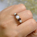 Vintage 1970s Opal & Garnet 9ct Yellow Gold Five-Stone Ring
