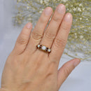 Vintage 1970s Opal & Garnet 9ct Yellow Gold Five-Stone Ring