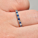 Vintage 2000s Sapphire & Diamond Half Eternity Ring in 18ct Yellow Gold