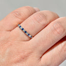 Vintage 2000s Sapphire & Diamond Half Eternity Ring in 18ct Yellow Gold