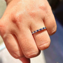 Vintage 2000s Sapphire & Diamond Half Eternity Ring in 18ct Yellow Gold