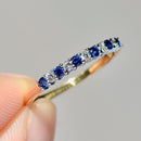Vintage 2000s Sapphire & Diamond Half Eternity Ring in 18ct Yellow Gold