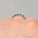 Vintage 2000s Sapphire & Diamond Half Eternity Ring in 18ct Yellow Gold