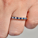 Vintage 2000s Sapphire & Diamond Half Eternity Ring in 18ct Yellow Gold