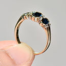 Vintage 1990s Sapphire and Diamond Three-Stone Ring in 9ct Yellow Gold