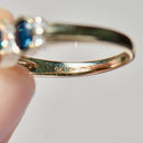Vintage 1990s Sapphire and Diamond Three-Stone Ring in 9ct Yellow Gold
