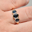Vintage 1990s Sapphire and Diamond Three-Stone Ring in 9ct Yellow Gold