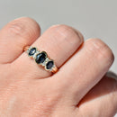 Vintage 1990s Sapphire and Diamond Three-Stone Ring in 9ct Yellow Gold