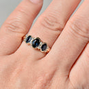 Vintage 1990s Sapphire and Diamond Three-Stone Ring in 9ct Yellow Gold