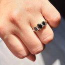 Vintage 1990s Sapphire and Diamond Three-Stone Ring in 9ct Yellow Gold