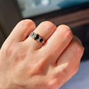 Vintage 1990s Sapphire and Diamond Three-Stone Ring in 9ct Yellow Gold