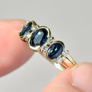 Vintage 1990s Sapphire and Diamond Three-Stone Ring in 9ct Yellow Gold