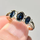 Vintage 1990s Sapphire and Diamond Three-Stone Ring in 9ct Yellow Gold