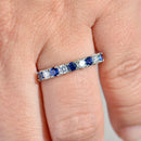 Sapphire & Diamond Half Eternity 9-Stone Ring in 18ct Yellow Gold