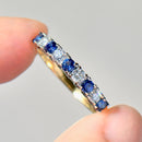 Sapphire & Diamond Half Eternity 9-Stone Ring in 18ct Yellow Gold