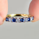 Sapphire & Diamond Half Eternity 9-Stone Ring in 18ct Yellow Gold