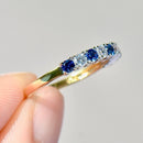 Sapphire & Diamond Half Eternity 9-Stone Ring in 18ct Yellow Gold