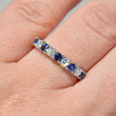 Sapphire & Diamond Half Eternity 9-Stone Ring in 18ct Yellow Gold
