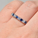 Sapphire & Diamond Half Eternity 9-Stone Ring in 18ct Yellow Gold