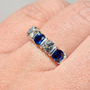 Vintage 2000s Sapphire & Diamond Bar Set Five-Stone Ring in 18ct Yellow Gold