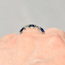 Vintage 2000s Sapphire & Diamond Bar Set Five-Stone Ring in 18ct Yellow Gold