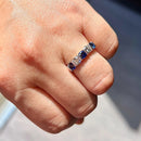 Vintage 2000s Sapphire & Diamond Bar Set Five-Stone Ring in 18ct Yellow Gold